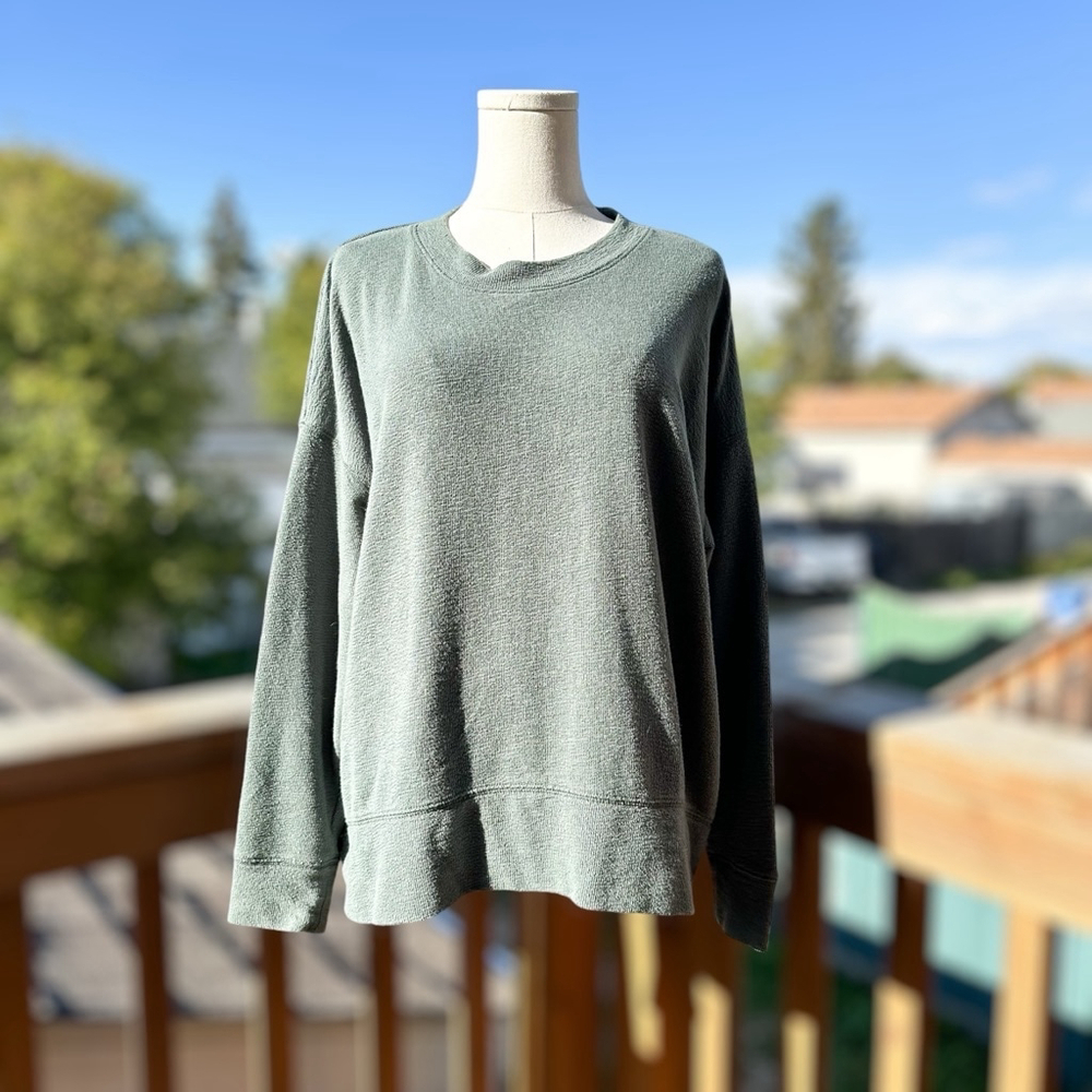 Aerie Teal Green Oversized Crewneck Pullover Sweatshirt Cotton Women Size S